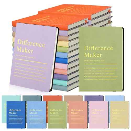 24 Pcs Employee Appreciation Gifts A6 Small Leather Journals Bulk Inspirational Different Maker Notebook Thank You Gift for Women Leadership Coworker Team Staff Christmas (Light Color)
