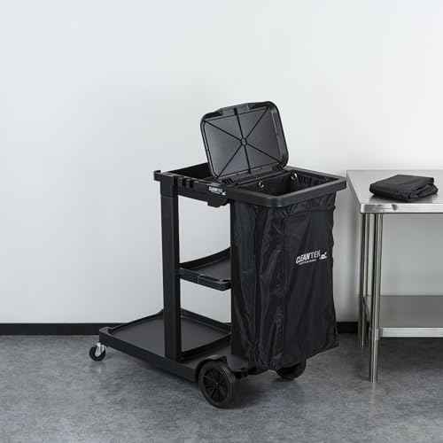 Restaurantware-Janitor CART Bag ONLY: Clean Tek Professional 18 Gallon Janitorial Bag, 1 Heavy-Duty Receptacle with Zipper - Janitor Cart Sold Separately, Durable, Black Plastic Replacement