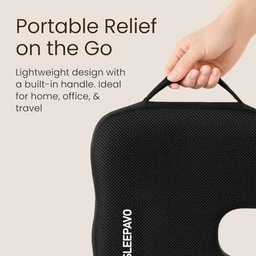 Sleepavo Office Chair Cushion - Seat Cushion for Tailbone Pain Relief - Butt Pillow for Coccyx, Sciatica, and Lower Back Pain - Orthopedic Chair Pad for Lumbar Support in Office Desk, Car, Airplane