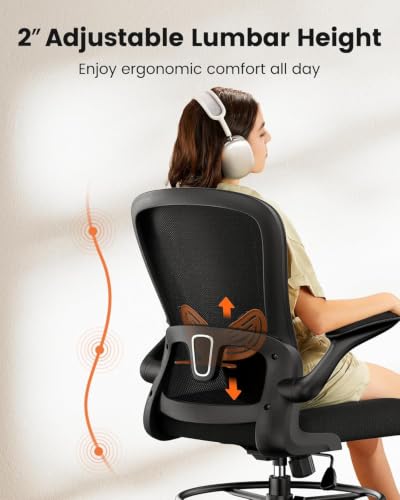 ErGear Drafting Chair Black with Footrest, Flip-Up Arms & Ergonomic Support