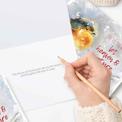 Religious Christmas cards - Joy to the World, pack of 20, 5x7in, printed in England, with Bible verse inside. Christian Christmas cards with envelopes bulk, by Just Cards Direct