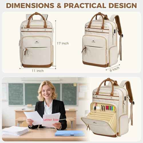 MATEIN Teacher Backpack with Lunch Compartment Detachable, 15.6 Inch Laptop Backpack with USB Port & Organized Pocket, College Computer Work Backpacks Meal Prep Bag Gift for Women Nurse Commute Office