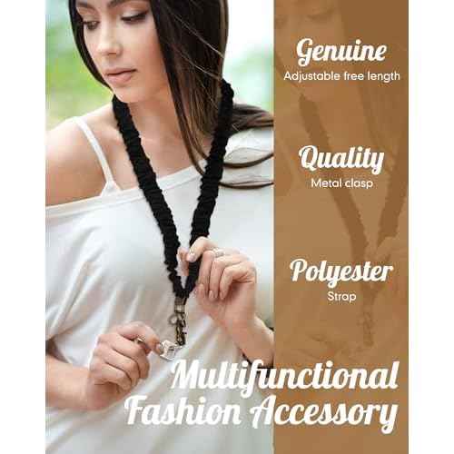 Geyoga Teacher Scrunchie Lanyards for ID Badges Keys Cute Neck Stretchy Lanyards Retractable Keychain Holder for Women Ladies