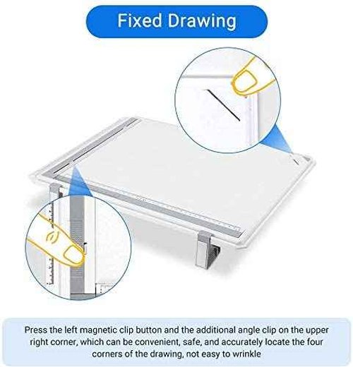 GOTOTOP Drawing Table Board A3 Drafting Board Table Adjustable Measuring System Angle Parallel Motion Drawing Board with Protractor,Paper Locater, Sliding Ruler,Anti Slip Support Leg Office Tool Table