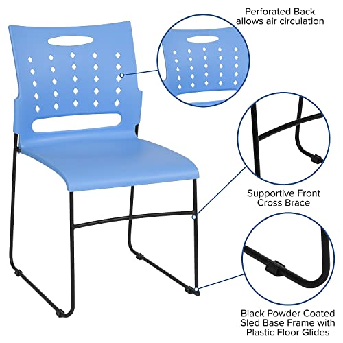 Flash Furniture HERCULES Series 881 lb. Capacity Blue Sled Base Stack Chair with Air-Vent Back
