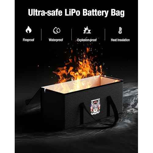 200AH LiFePO4 Lithium Battery Fireproof Bag,Large Capacity Explosion-proof Lipo Battery Safe Bag for Charging and Storage,Compatible with LiTime and Renogy(21.9 * 9 * 9.4in)
