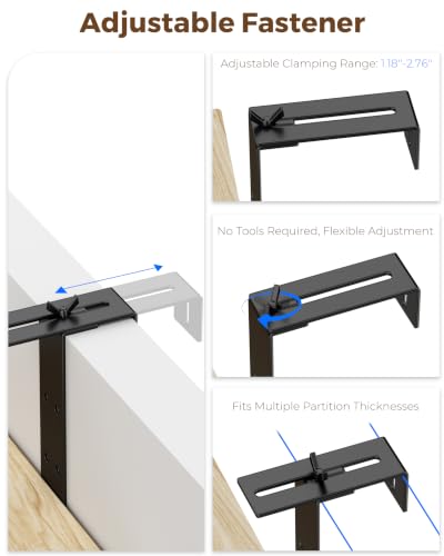 L-Shaped Wooden Cubicle Shelf - Adjustable Office Desk Organizer with Clamp