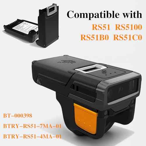 E EGOWAY RS5100 Replacement Battery, Compatible with Zebra RS51 RS5100 RS51B0 RS51C0 Ring Scanner, for BT-000398 BTRY-RS51-7MA-01 BTRY-RS51-4MA-01 480mAh/3.85V
