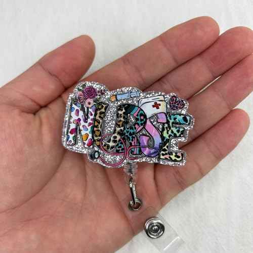 Funny Nurse Badge Reel Holder Retractable, Cute Nurses Week Gifts ID Badge Reel with Alligator Clip & 24¡± Durable Nylon Cord for Nurse Nursing School Student RN CNA LPN & Medical Personnel | Acrylic