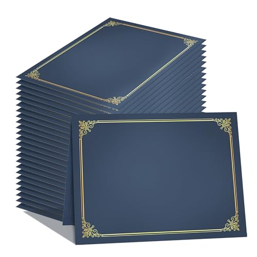 Blue 25-Pack Certificate Holders with Gold Foil Border, 8.5 x 11 inch, GNL