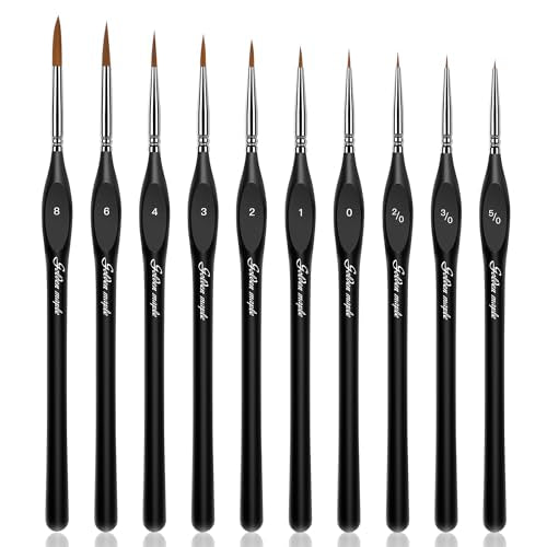 Golden Maple Detail Paint Brushes Set 10pcs - Model 10BK Fine Art & Craft Tools