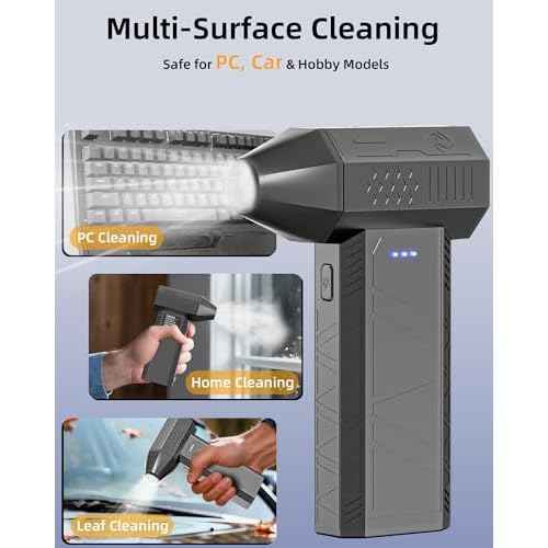 Rechargeable Air Duster - Electric Cordless Blower for PC & Keyboard Cleaner, 110K RPM Handheld Compressed Air Can Replacer for Electronics, Car (Portable & Lightweight)