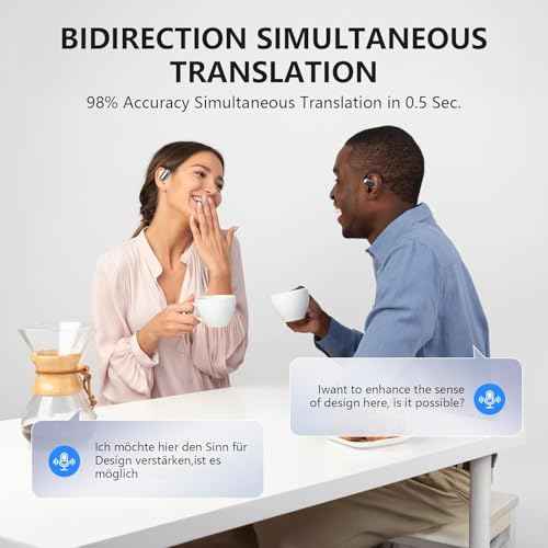 AI Translation Earbuds Real Time, 144 Language Translator Earbuds with APP Compatible with iOS & Android, Bluetooth Headphones Translating Device for Travel Business and Learning - Black