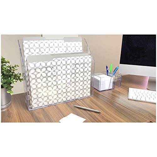 Acrimet Clear Crystal Horizontal Triple File Folder Organizer, Letter Size