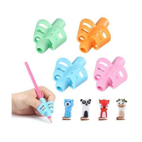 Mr. Pen- Pencil Grips for Kids Handwriting, 4 Pack with 4 Clips, Pencil Grips