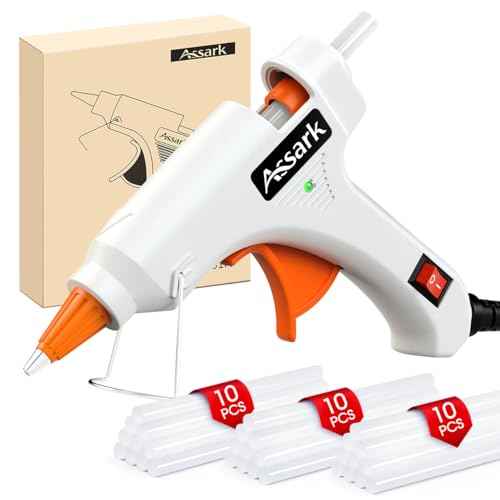 Hot Glue Gun Kit with 30 Glue Sticks(130mm x 7mm), Fast Preheating Hot Melt, High Temp for School Crafts DIY Arts and Quick Home Repairs, 20W White