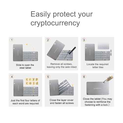 Seed Phrase Storage,Crypto Seed Backup 4 Plates Letter 24 Words Bitcoin Crypto Seed Metal Plate, Compatible with BIP39 Hardware Wallets, Ledger, KeepKey, Trezor