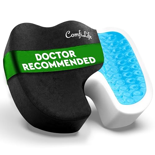 ComfiLife Premium Gel & Memory Foam Seat Cushion ? Doctor Recommended Office Chair Cushion, Car Seat Cushion ? Chair Cushions for Back & Sciatica Pain Relief ? Seat Cushions for Office & Desk (Black)