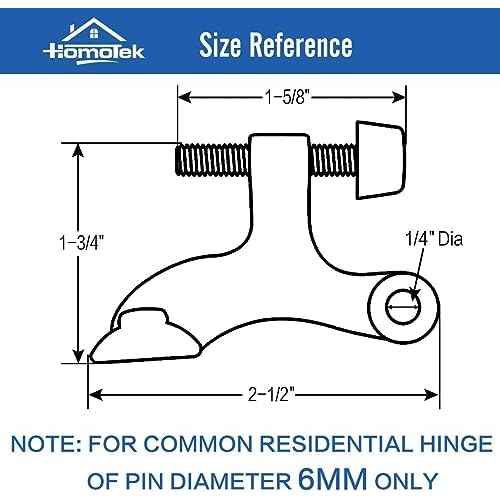 HOMOTEK 48 Pack Hinge Pin Black Door Stopper,Adjustable Deluxe Heavy Duty Door Stopper 2-1/2"x1-3/4,with Black Rubber Bumper Tips