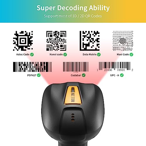 NETUM RD-1200 Upgraded Industrial Bluetooth QR Barcode Scanner with Charging Dock