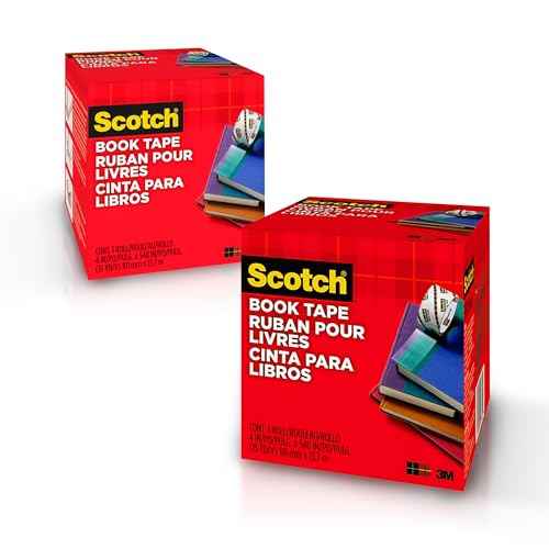 Scotch Book Repair Tape, Clear, 4 Inches x 15 Yards (3-Inch Core), 2 Rolls ? Extra-Wide Durable Binding Tape for Book Repair, Reinforcing & Document Protection