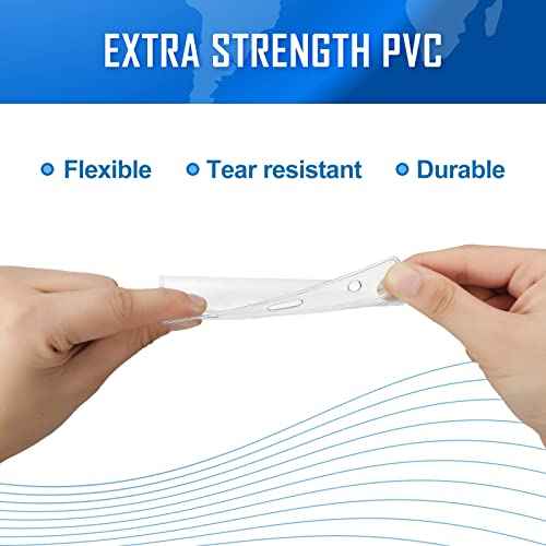 Eaasty 200 Pack Neck Hang Badge Holder with Labels, Clear Hanging Lanyard Style Name Badges Waterproof Name Tag Holders with Lanyard for Meeting Seminar Show Event and Conference