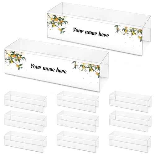 10 Pieces Cubicle Name Plate Holders fits 2.25 Inch Wall Cubicle Name Tags Clear Cubicle Name Plate Sign Bulk Nameplates for Office Home Classroom Library 8.5 x 2.5 x 2.4 Inch