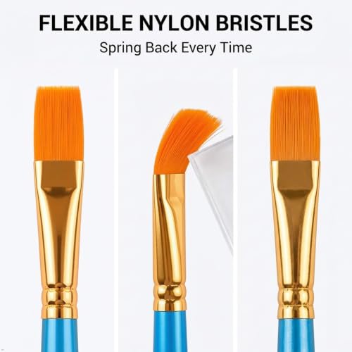 Blue Soucolor 20-Piece Acrylic Paint Brush Set - Pointed Tip Artist Brushes