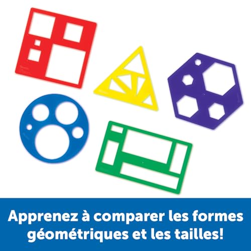Primary Shapes Template Set for Kids - 5 Transparent Tracing Stencils for Geometry Learning