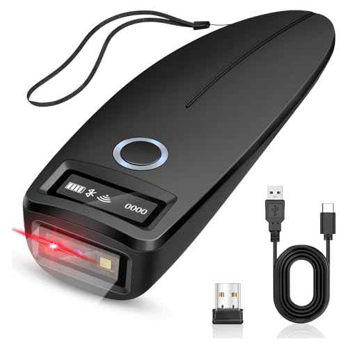 KUIIYER Mini Bluetooth Barcode Scanner, Wireless 2D QR 1D Bar Code Scanners with OLED Digital Display & AI Voice, Small Portable Handheld Barcode Reader for iPhone, Android, iPad, PC Computers & POS