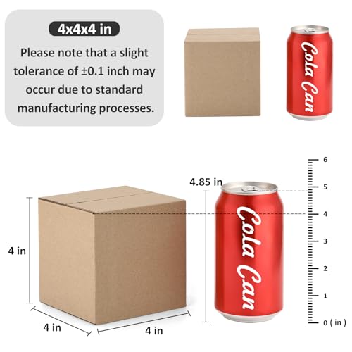 Eupako 4x4x4 Inch Cardboard Mailer Boxes (25 Pack) Brown Small Shipping Boxes