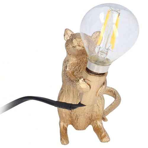 LED Resin Animal Rat Desk Modern Cute Art Children's Bedside Gift Table Lamp Simple Operation Lifelike Image Modern Small Mini Mouse Figure Night Light (Gold)