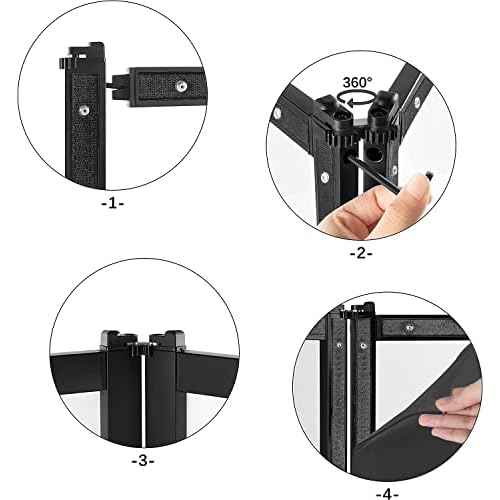 PRORECK DJ Foldable Facade Portable Event Booth Panels 4 Detachable Black Metal Frame Projector Display Scrim Panel with Carry Bag (black)