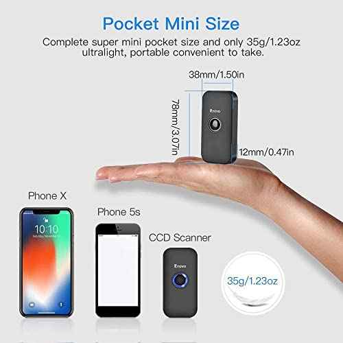 Eyoyo Wireless 1D CCD Barcode Scanner Bluetooth, 2.4G Wireless & Wired 3-in-1 Bar Code Scanner Portable USB 1D ISBN Book Reader, Compatible with Tablet iPhone iPad Android Windows Mac OS