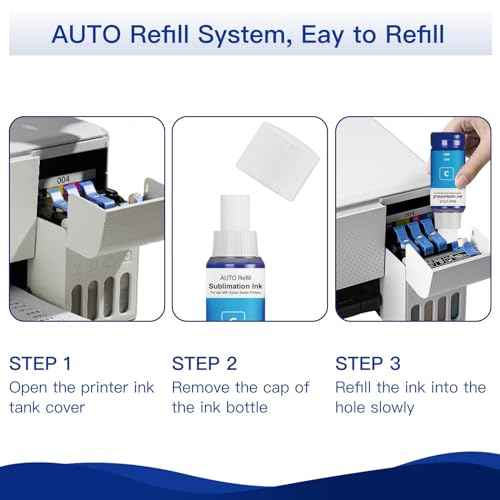 Sublimation Ink Refill Bottle Use for EcoTank Photo ET-8550, EcoTank Photo ET-8500£¨BK PBK C M Y GY, 600ml£©