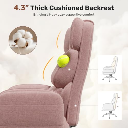 Daluvenix Pink Big & Tall Office Chair with Flip Armrests & Plush Seat