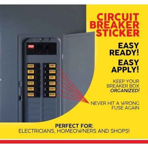 Premium Durable Circuit Breaker Labels, Electrial Panel Labels,129 Waterproof Fuse Box Stickers, Easy to Read and Install (Yellow, 1)