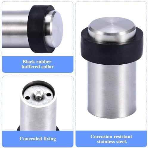 10 Pack Door Stop Floor Mount Door Stopper Stainless Steel Rubber Door Stop Height 2.4" for Home Office Hotel etc