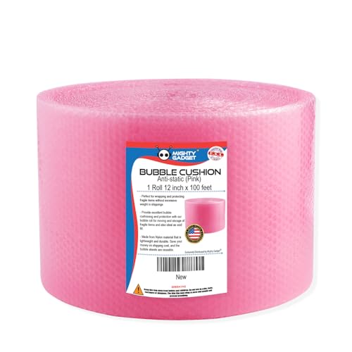Pink 100ft Anti-Static Bubble Wrap Cushioning Wrap for Moving & Shipping