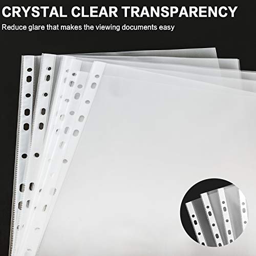 Sheet Protectors, PANDRI 600 Pack Clear Heavy Duty Plastic Page Protectors Sheet Reinforced 11-Hole Fit for 3 Ring Binder Fits Standard 8.5 x 11 Paper, 9.25 x 11.25 Top Loaded, Excluding Acid