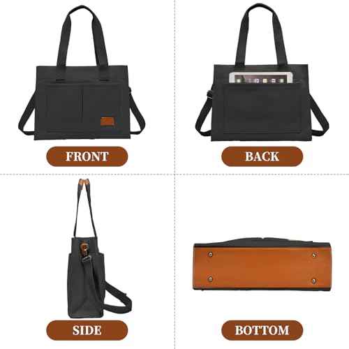 Barsine Laptop Tote Bag for Women - Large Work Bag with Multiple Pockets & Compartment, Cute Canvas Purse with Shoulder Strap