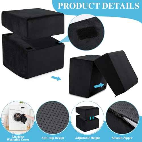 ROYALAY Adjustabl Foot Rest Under Desk for Office, High-Density Foam Foot Rest with 3 Adjustable Heights, Ergonomic Footrest with Washable Cover for Home, Airplane, Travel(16 * 14.5 * 17in, Black)