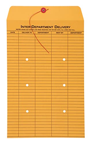 Interoffice Envelopes with String & Button Closure 10x15 Brown Kraft 100 Pack