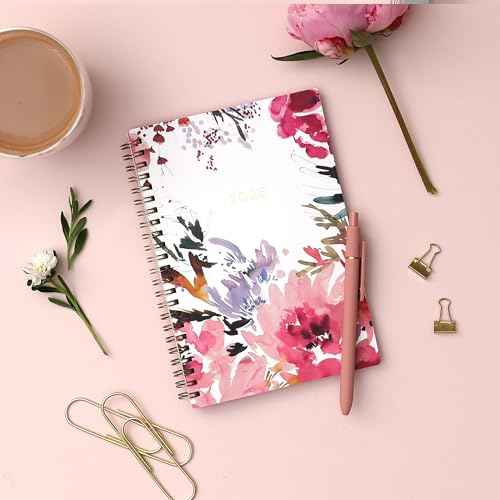 Blue Sky Kelly Ventura 2026 Weekly and Monthly Planner Calendar, January 2026 - December 2026, 5" x 8", Flexible Cover, Laminated Tabs, Durable Twin Wire Binding, Storage Pocket, Magenta Blooms