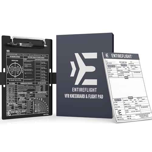 EntireFlight - Aviation Pilot Kneeboard VFR Black with Structured Notepad, Pilot Gear & Flight Bag Accessory, Airplane Grade Aluminum, Elastic Knee Strap & Pen Included for Pilots