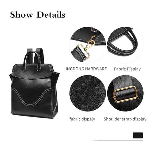 Medium Laptop Backpack Purse for Women and Men PU Leather Anti-theft Fashion Large Capacity Travel Casual Rucksack Convertible Business Computer Bags 240A Black