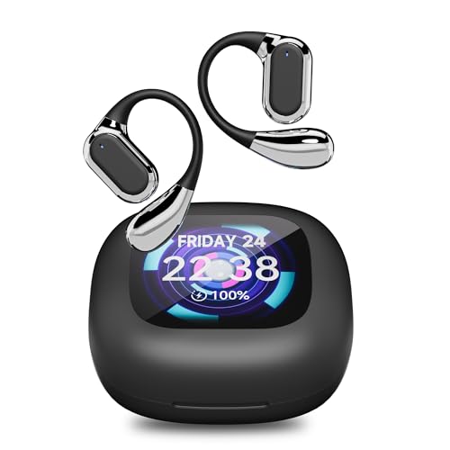 AI Translation Earbuds Real-Time, Wireless Earbuds 144 Languages & Accents, LCD Touch Screen Earbuds OWS Bluetooth Headphones Translator Earbuds for Travel Business Learning (Black)