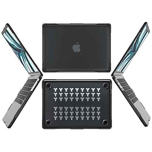 Batianda Ultimate Protection Case for M4 MacBook Air 13.6 inch 2025 2024 2022 Model A3240/A3113/A2681 Matte Carbon Fiber Edges Anti-Scratch and Anti-Fingerprint with Keyboard Cover, Black
