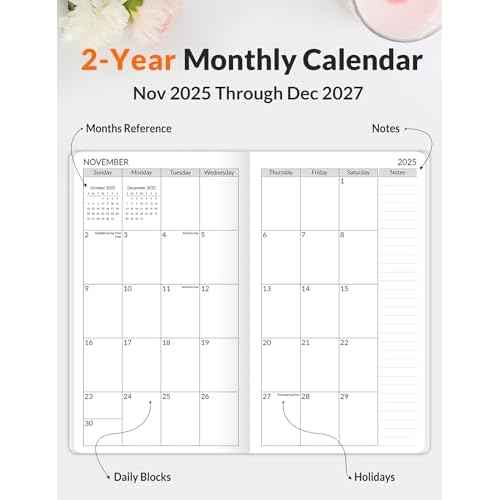 SUNEE Pocket Calendar 2026-2027 - Two Year Monthly Planner Small Calendar 3.5" x 6" Organizer for Daily & Yearly Schedule - Compact Agenda Notebook for School, Work, Women, Greenery