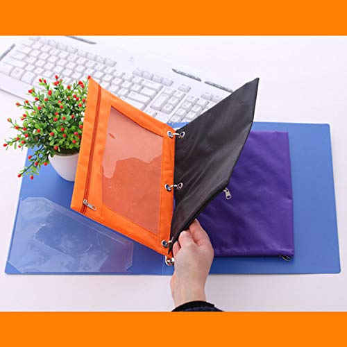 Black 2-Pack 3-Ring Pencil Pouches with Zipper for Binders & Cosmetics